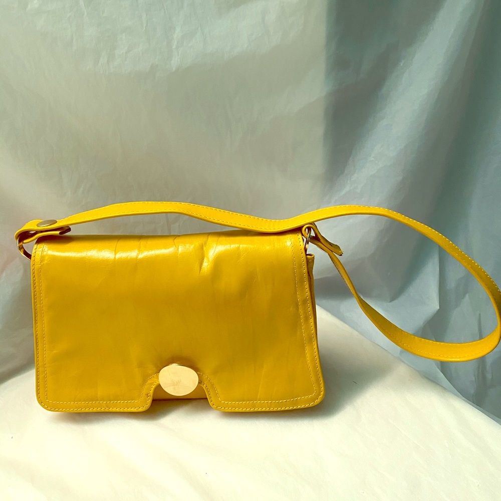 Yellow Leather Shoulder Bag - Women
